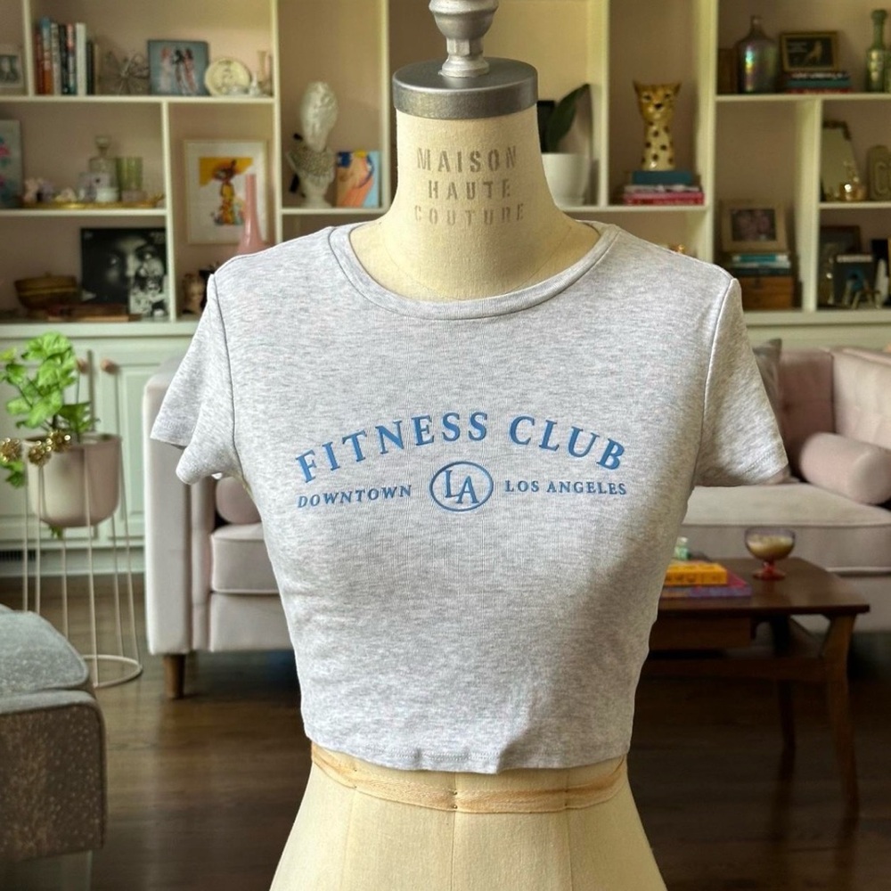 Garage Gray and Blue Crop Top